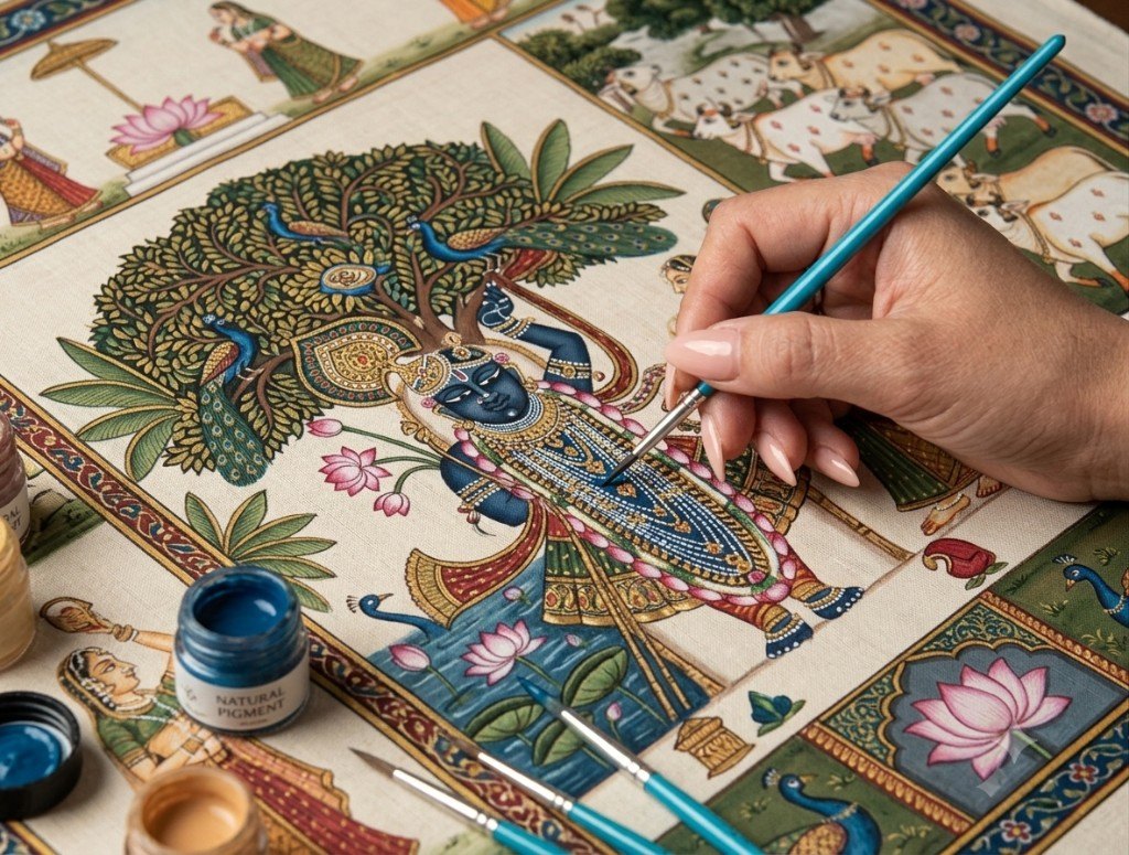 Hand-painted wallcovering detail