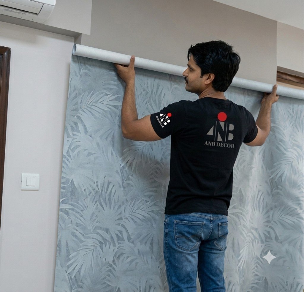 ANB Decor installer hanging wallpaper